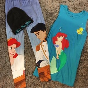 SET OF 3 Little Mermaid leggings tank top beanie